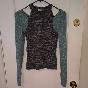 We The Free | Long Sleeve Cold Shoulder Top - Blue and Purple